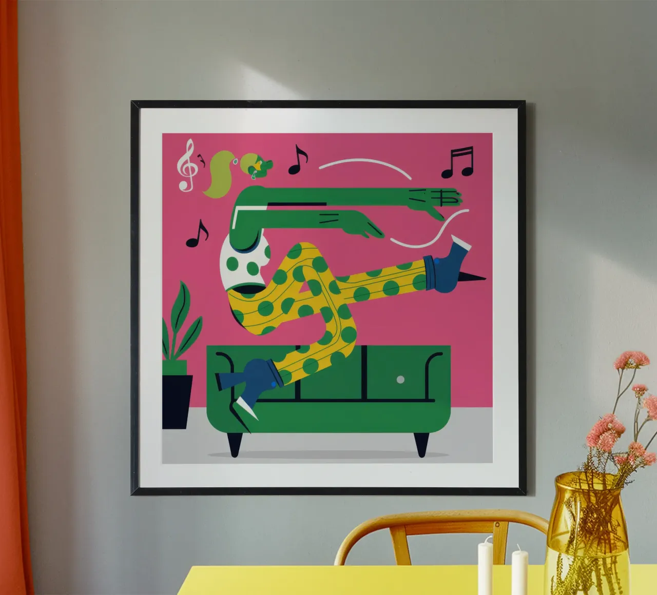 Reclinare l'agio ritmico poster con telaio in legno da Autumn Season