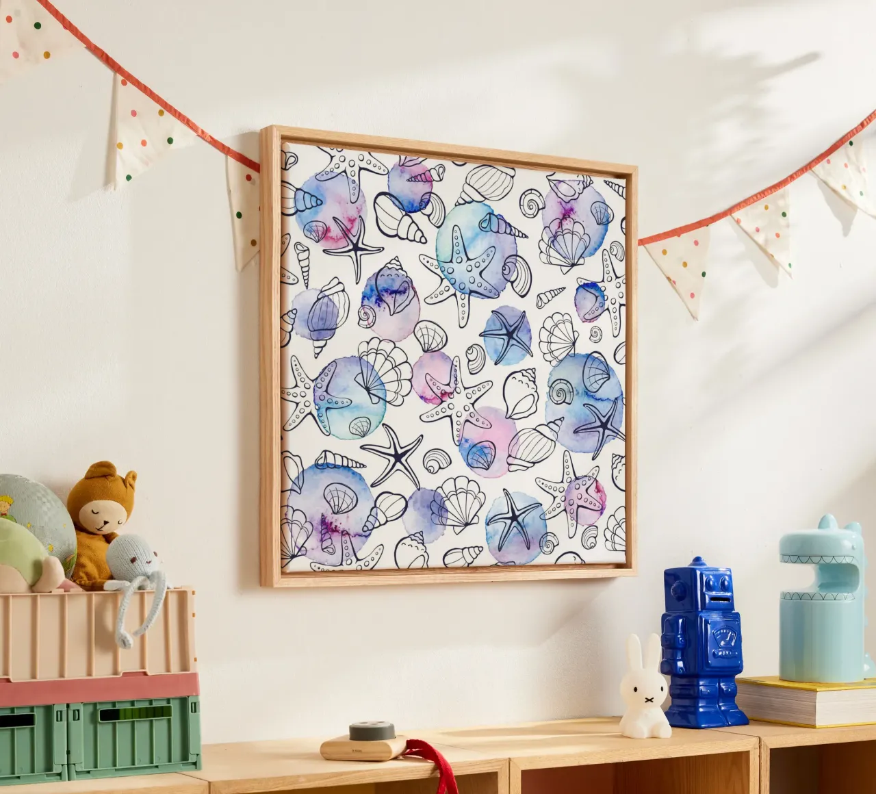Summer pattern canvas with Floater frame by Unicorn Unlimited