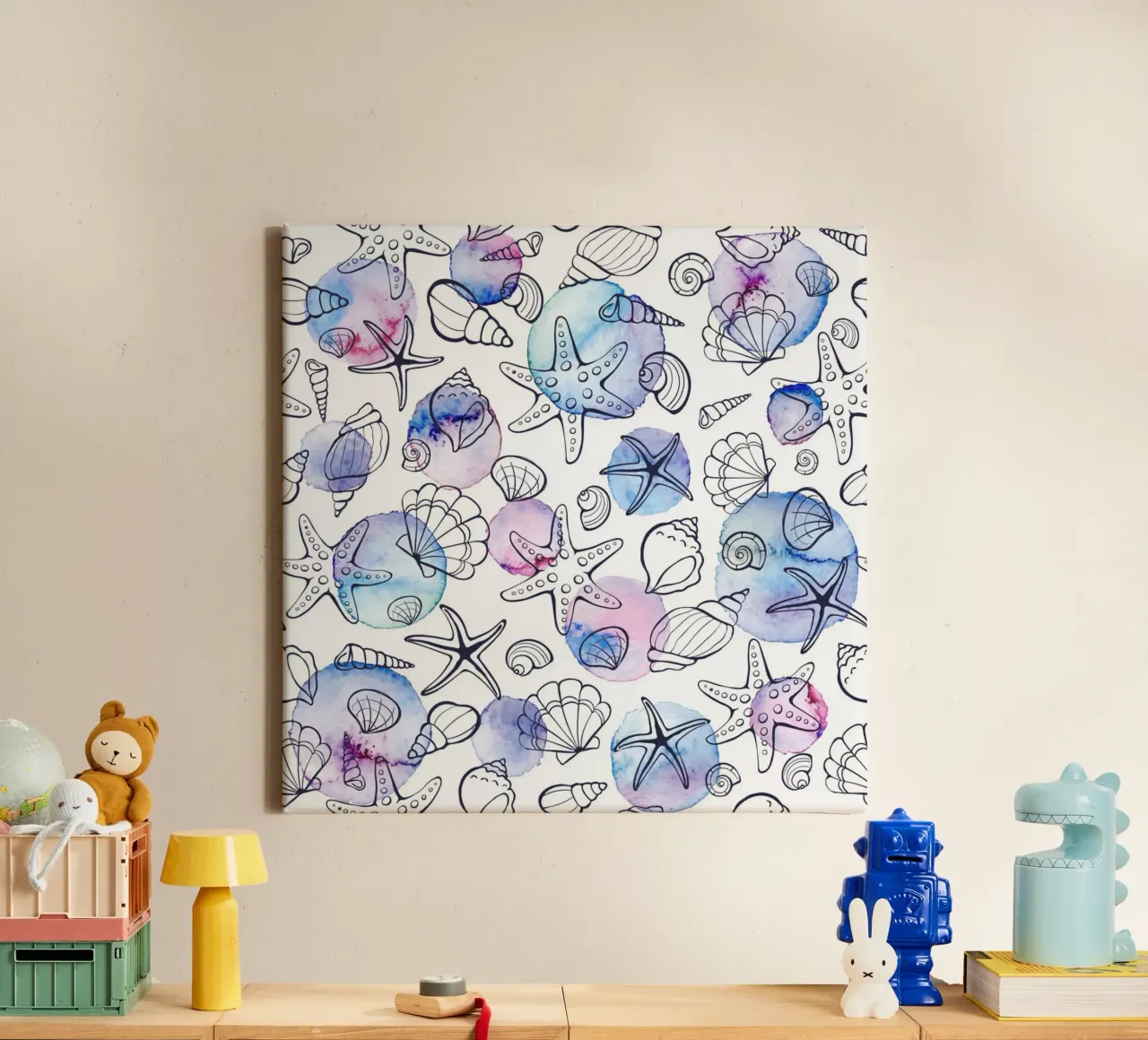 Summer pattern canvas with Floater frame by Unicorn Unlimited