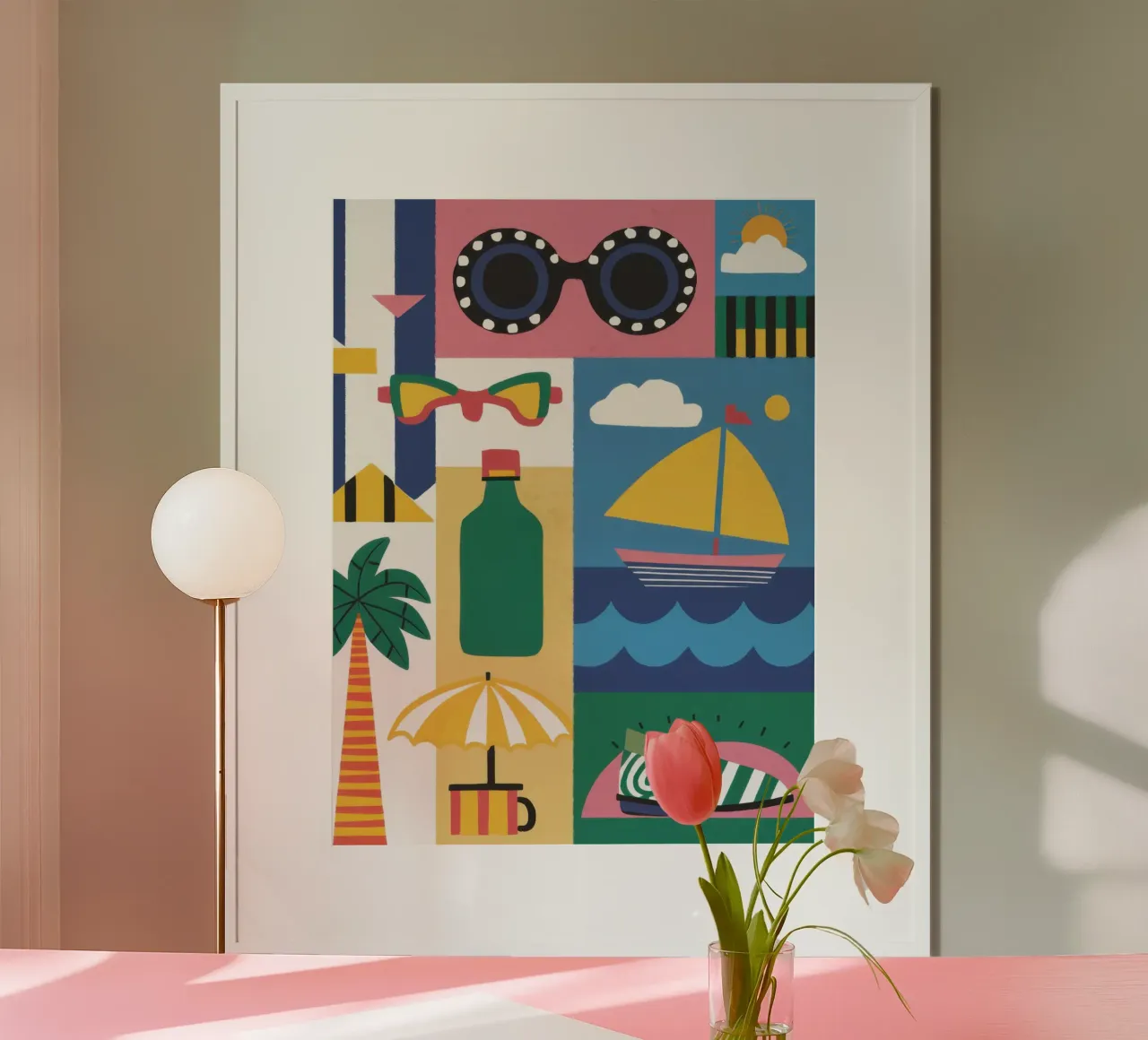 Elementi essenziali per le vacanze estive poster con telaio in plastica da Autumn Season