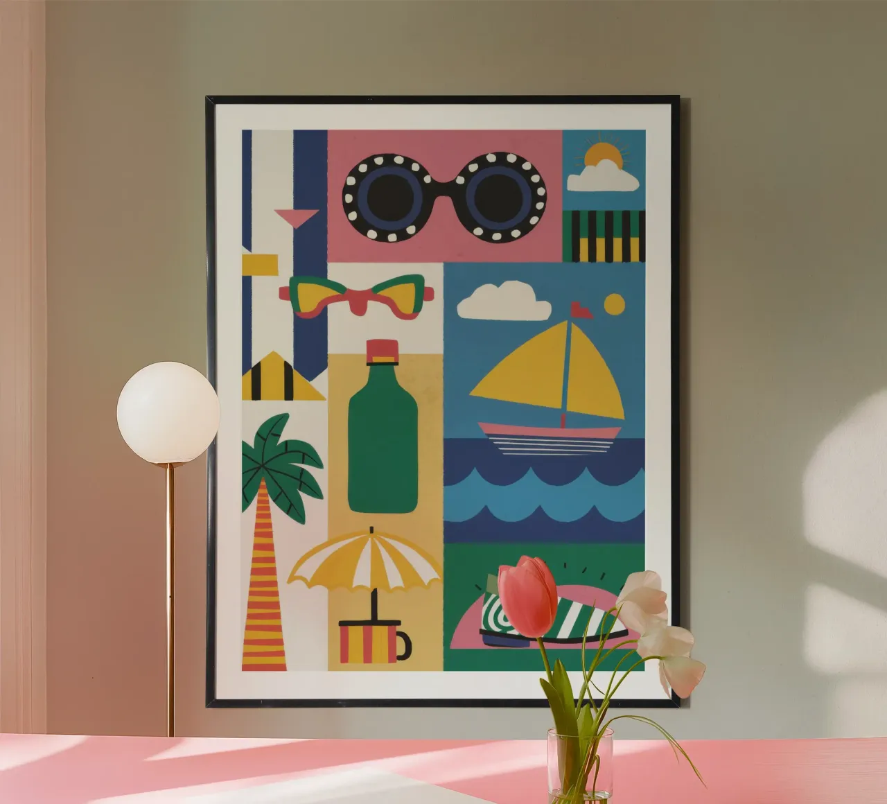 Elementi essenziali per le vacanze estive poster con telaio in plastica da Autumn Season
