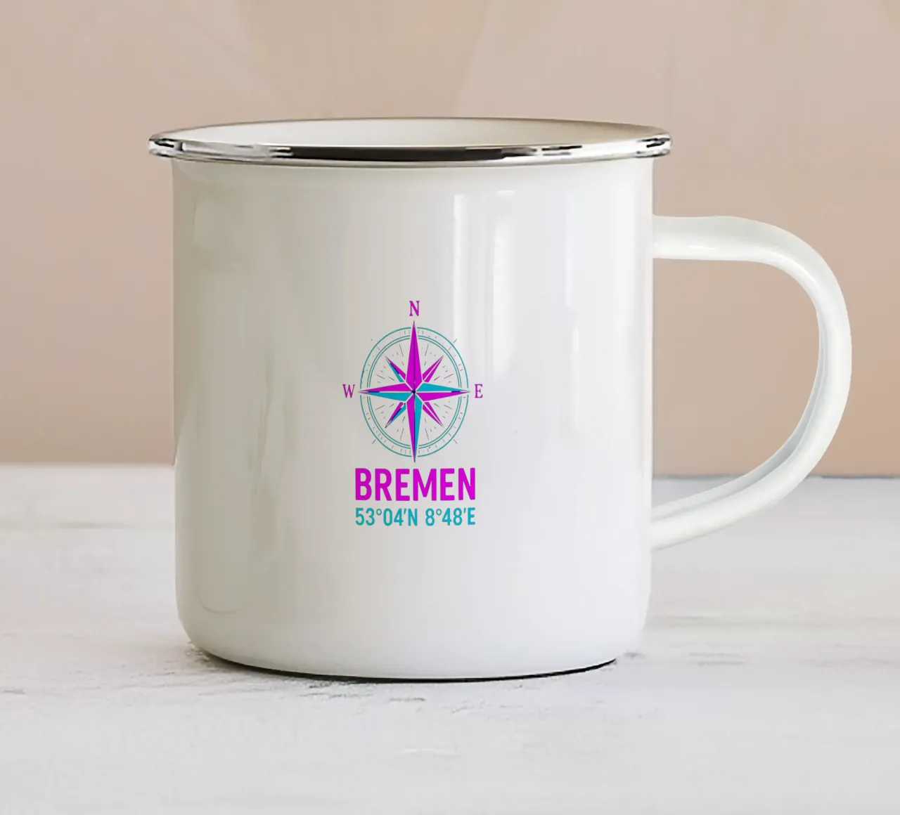 Maritime Windrose in Neon tazza in smalto da Fies&Fein