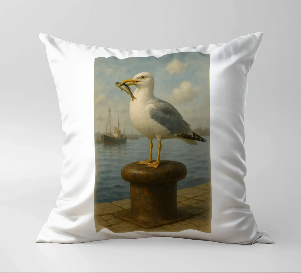 Möwe mit Sprotte cuscino da Fies&Fein
