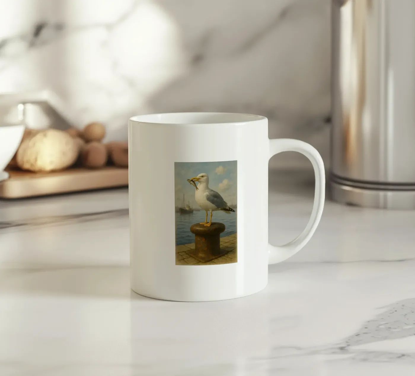 Möwe mit Sprotte ceramic mug by Fies&Fein