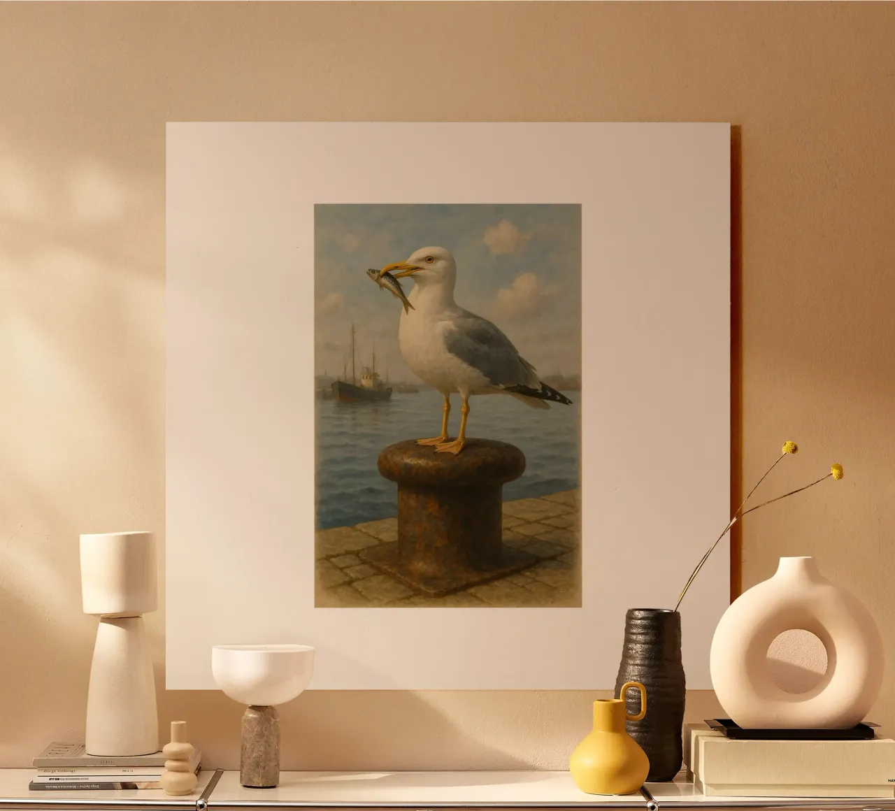 Möwe mit Sprotte acrylic glass by Fies&Fein