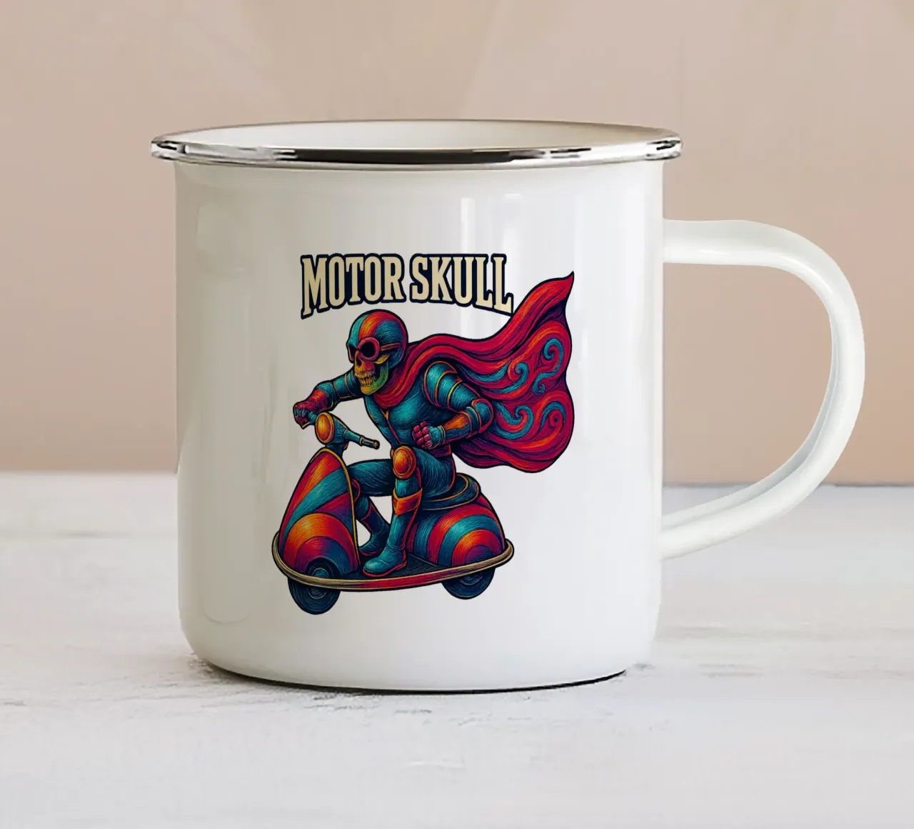 MOTOR SKULL tazza in smalto da Vintage Van Gogh