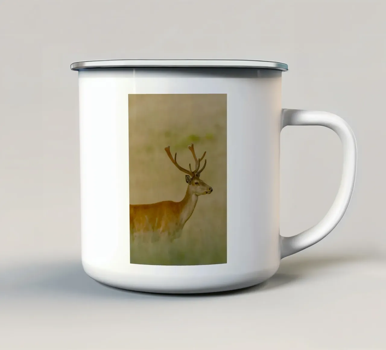 the deer in sunset tazza in smalto da carsa