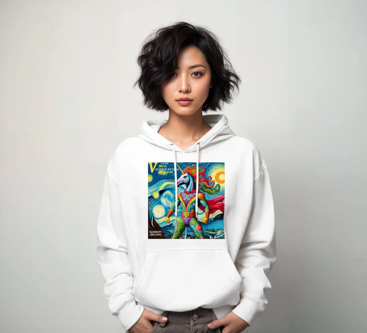 RAINBOW UNICORN felpa con cappuccio da Vintage Van Gogh
