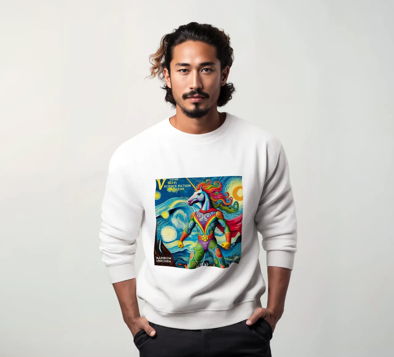 RAINBOW UNICORN felpa da Vintage Van Gogh