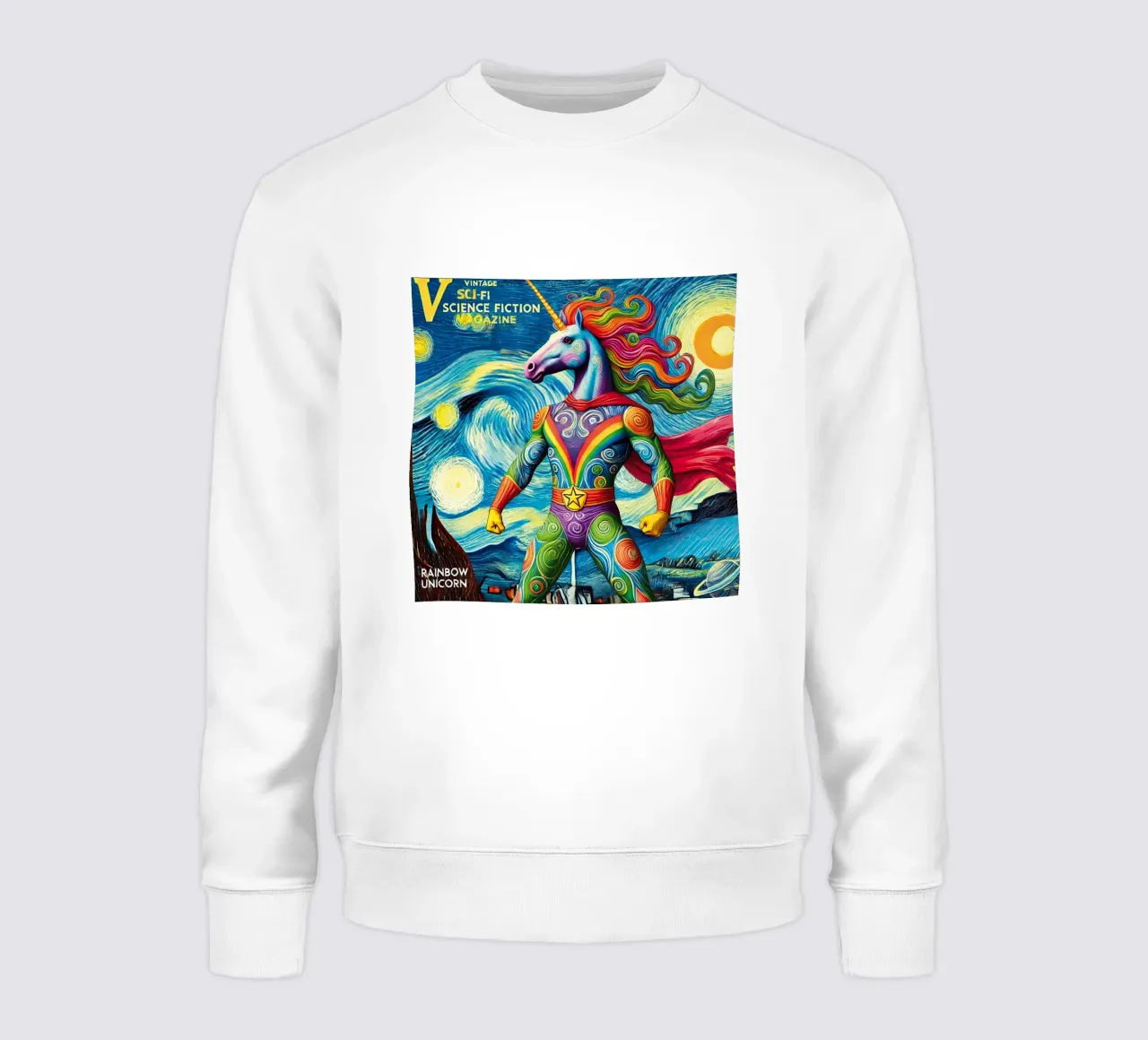 RAINBOW UNICORN felpa da Vintage Van Gogh