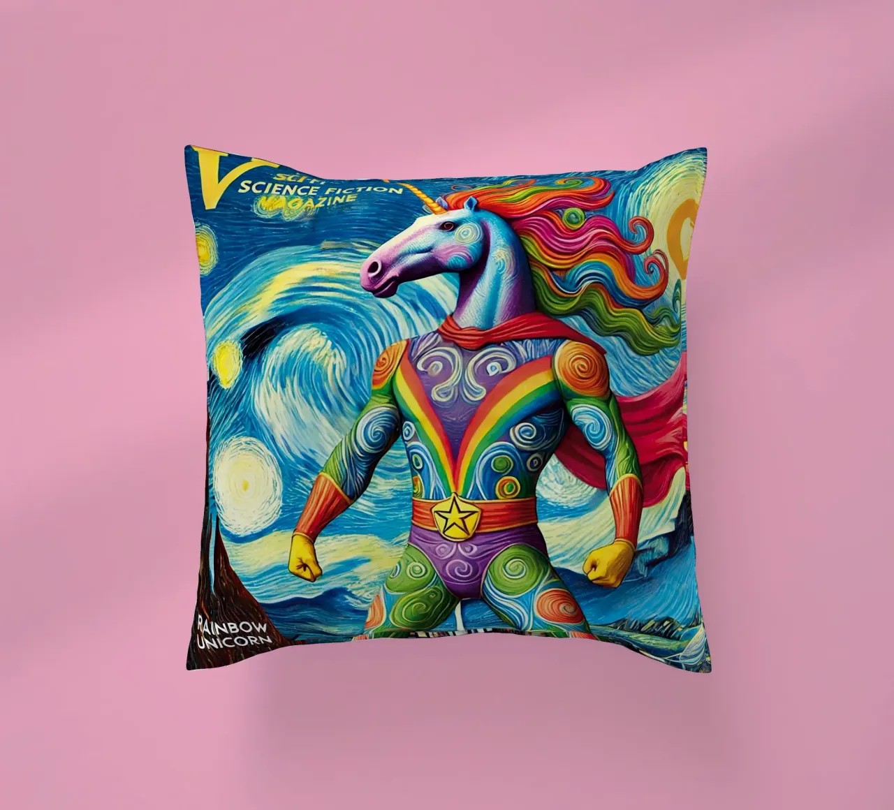 RAINBOW UNICORN cuscino da Vintage Van Gogh