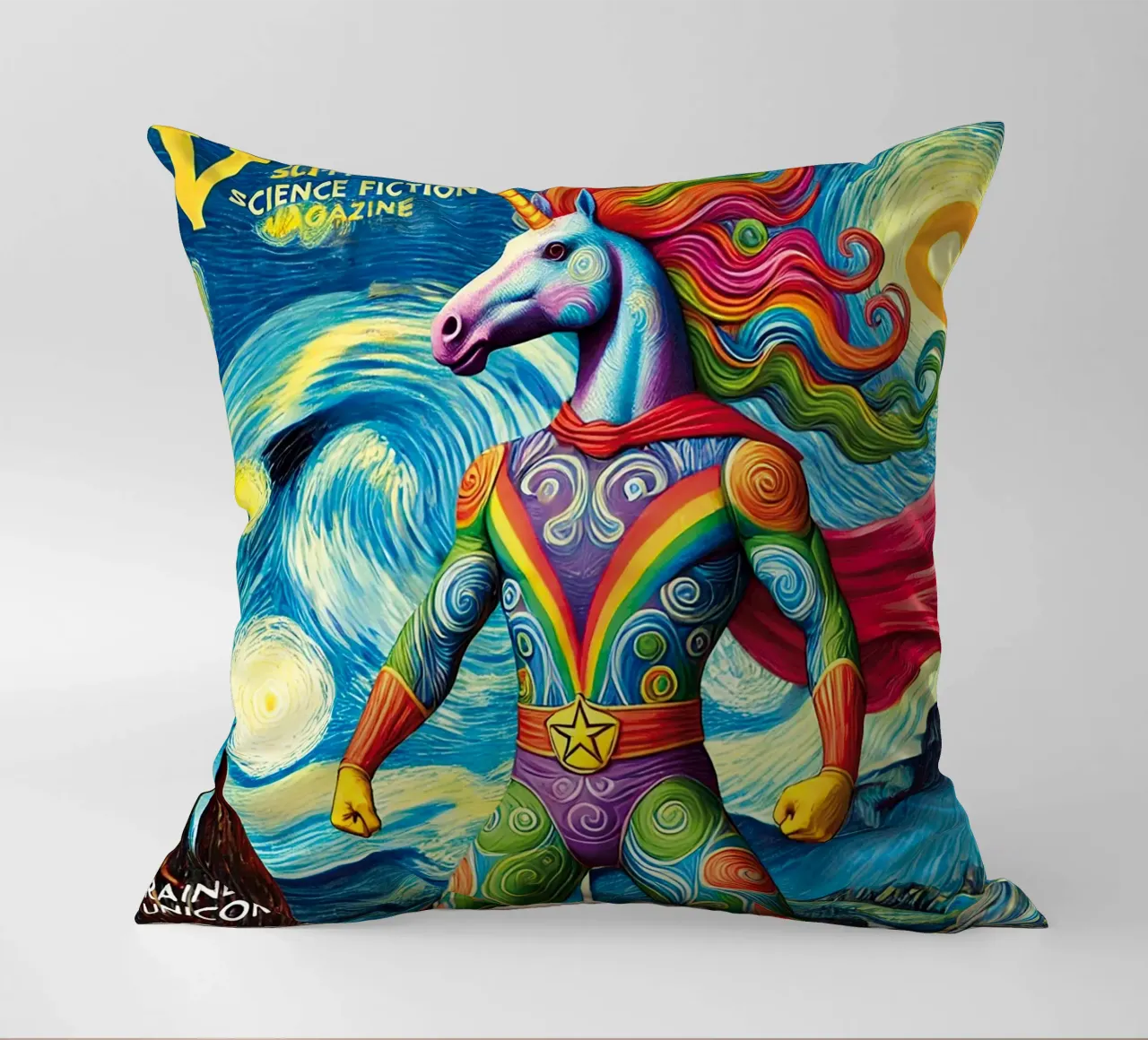 RAINBOW UNICORN cuscino da Vintage Van Gogh