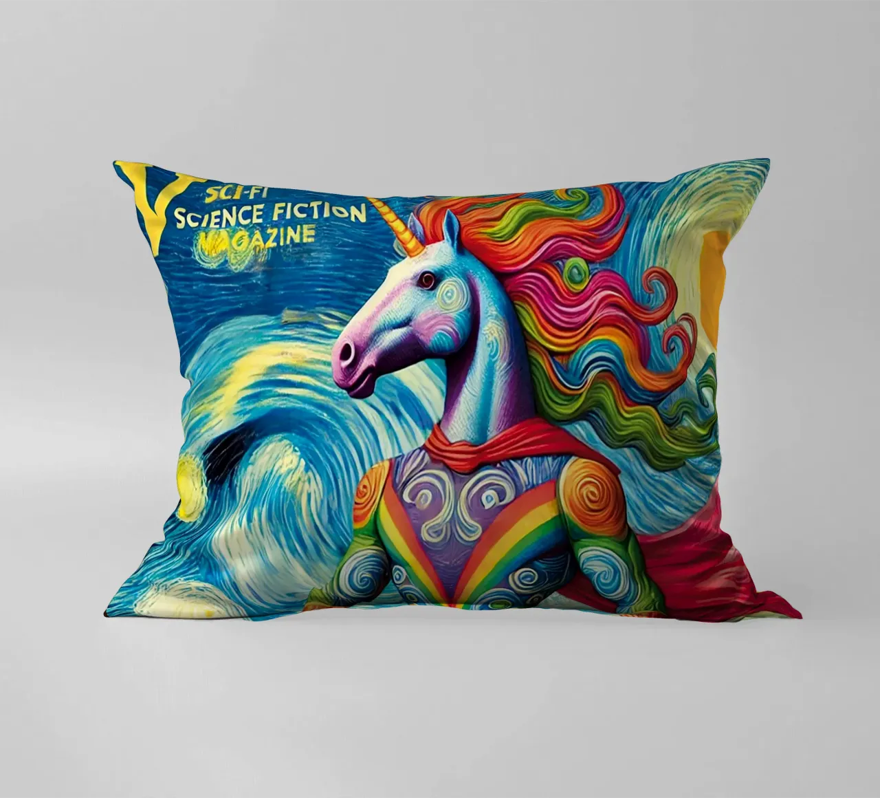 RAINBOW UNICORN cuscino da Vintage Van Gogh