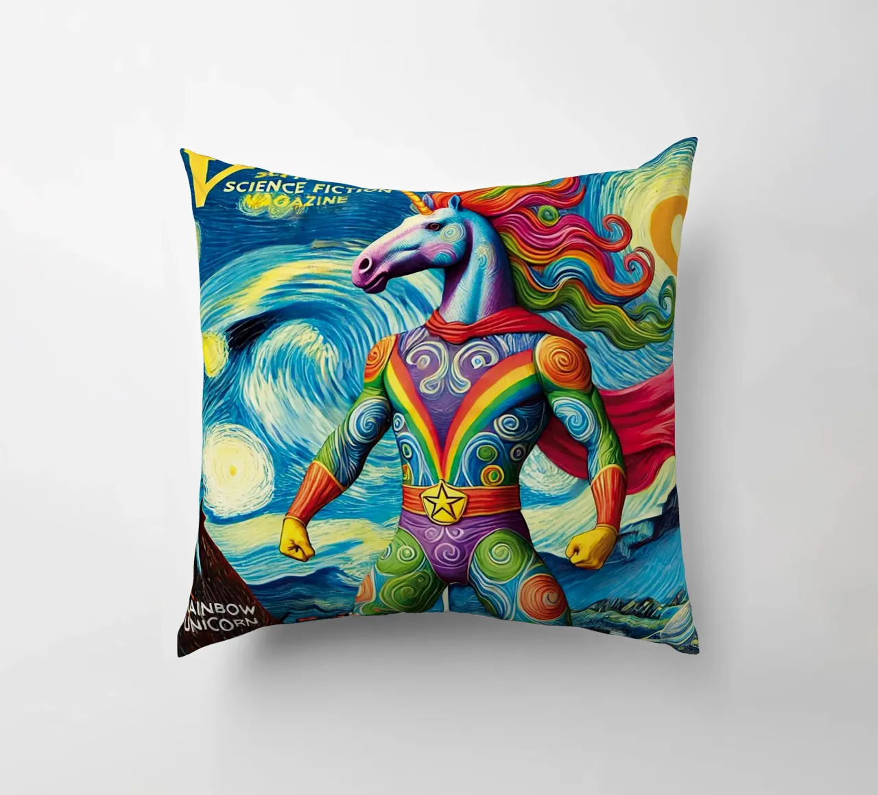 RAINBOW UNICORN cuscino da Vintage Van Gogh