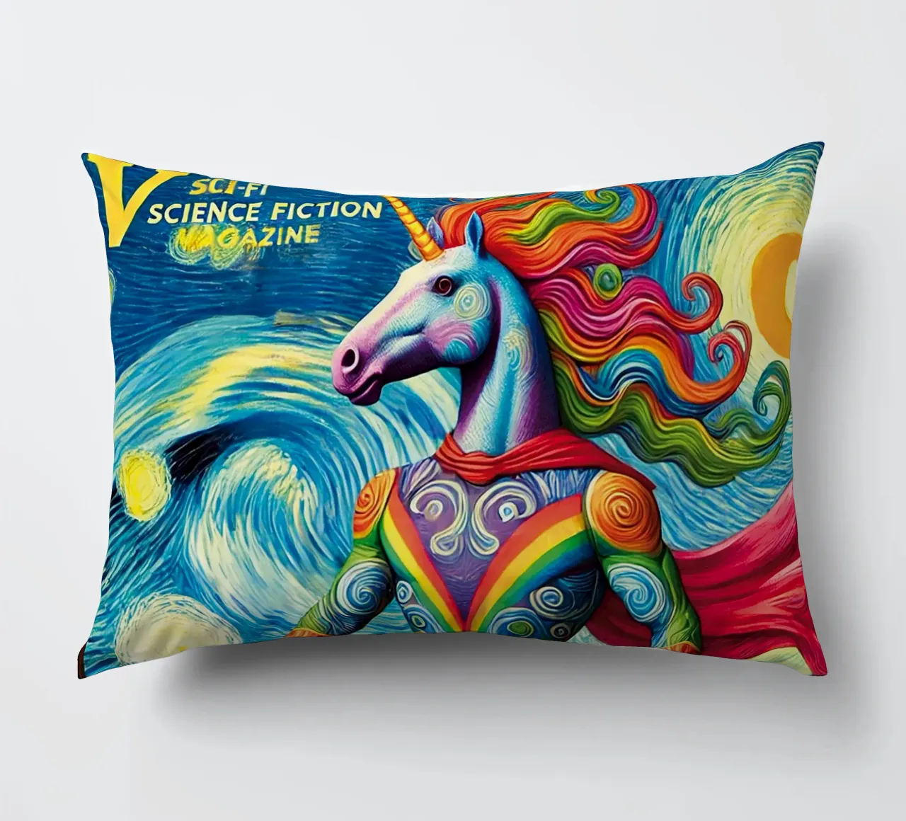 RAINBOW UNICORN cuscino da Vintage Van Gogh