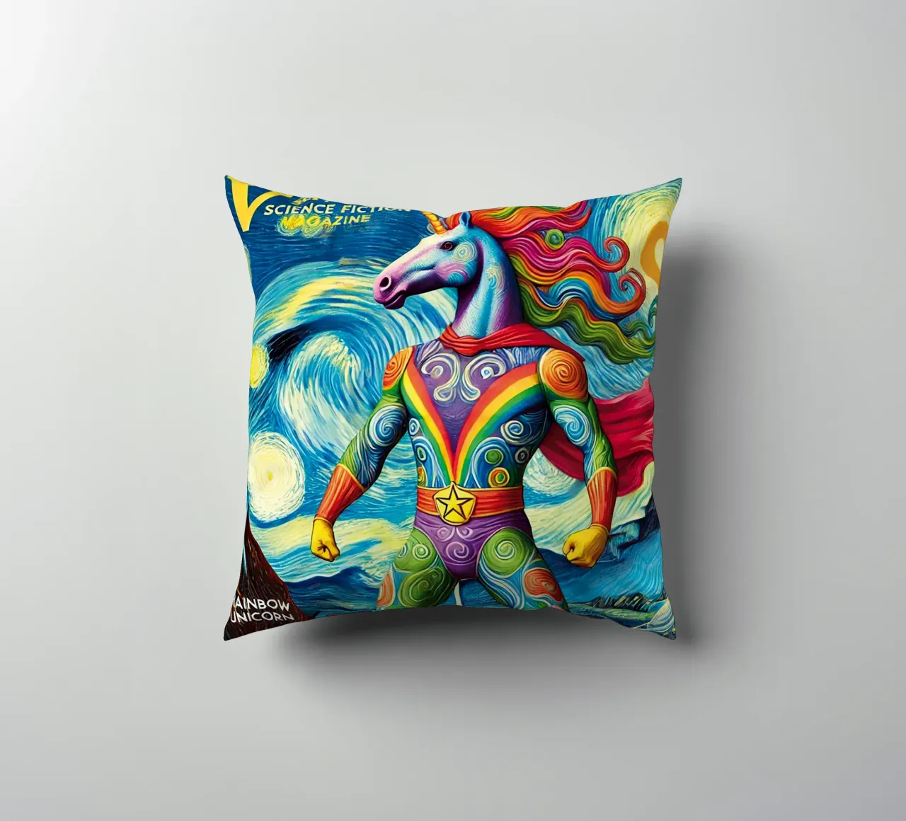 RAINBOW UNICORN cuscino da Vintage Van Gogh