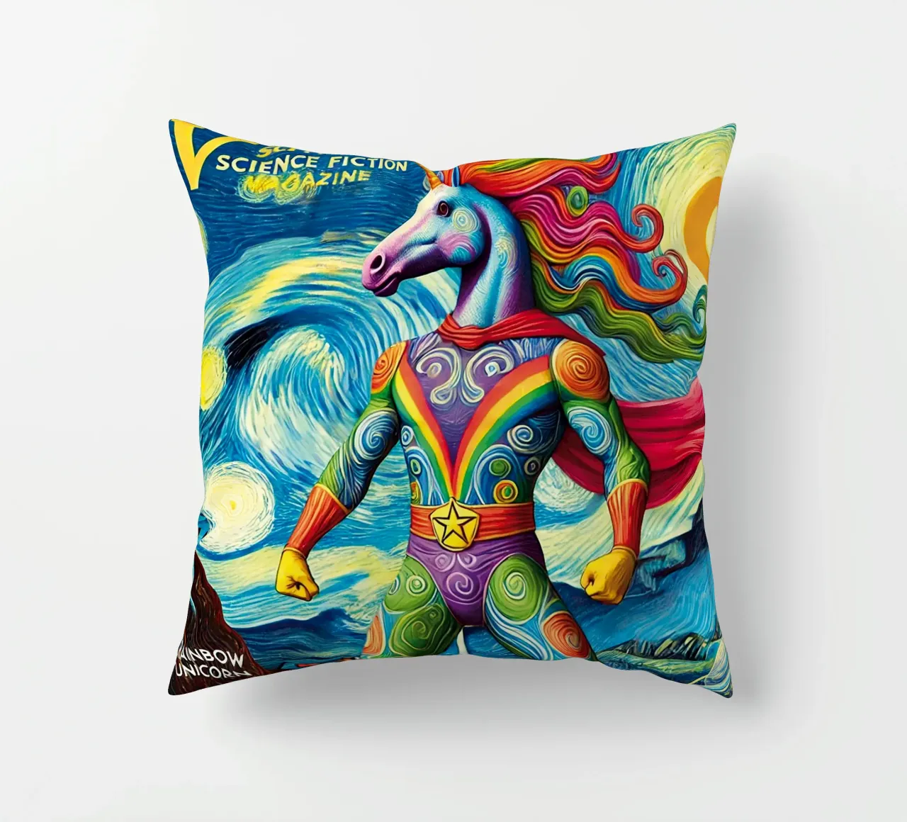 RAINBOW UNICORN cuscino da Vintage Van Gogh