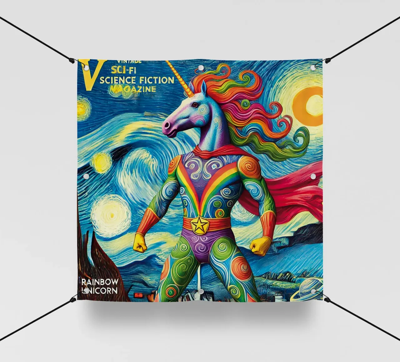 RAINBOW UNICORN telo in pvc da Vintage Van Gogh