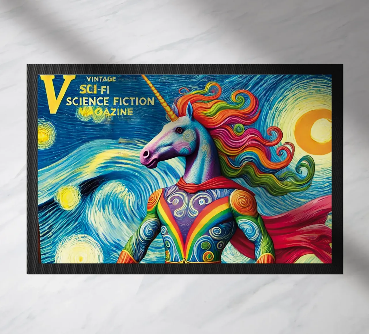 RAINBOW UNICORN zerbino da Vintage Van Gogh