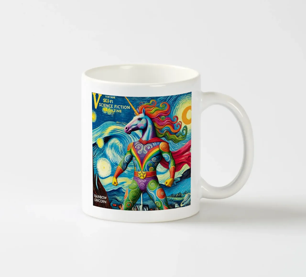 RAINBOW UNICORN tazza in ceramica da Vintage Van Gogh
