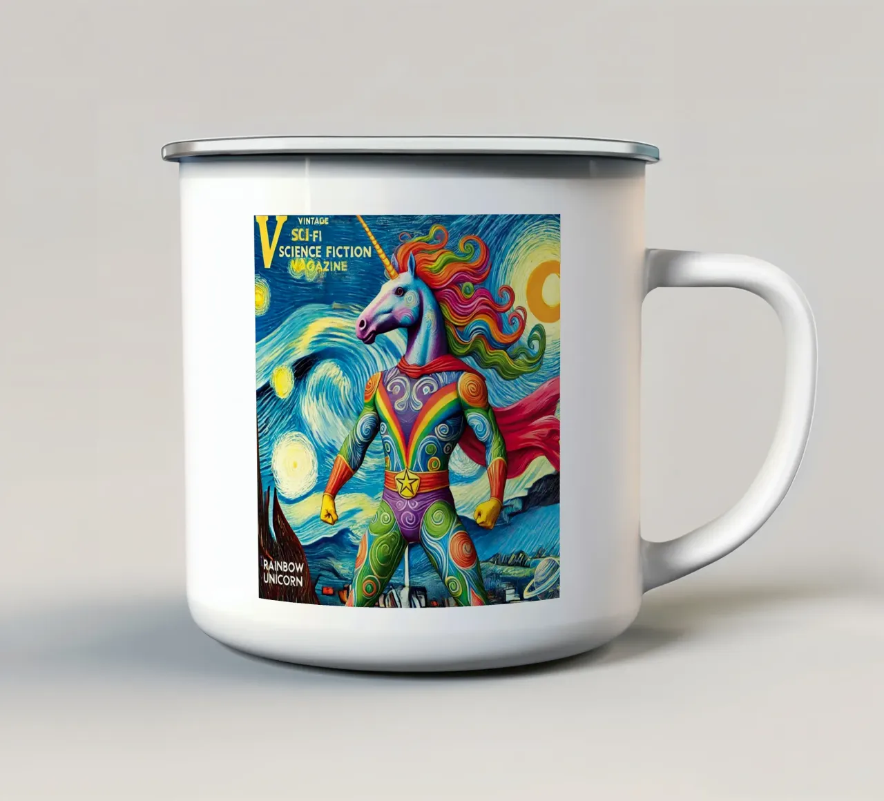 RAINBOW UNICORN tazza in smalto da Vintage Van Gogh