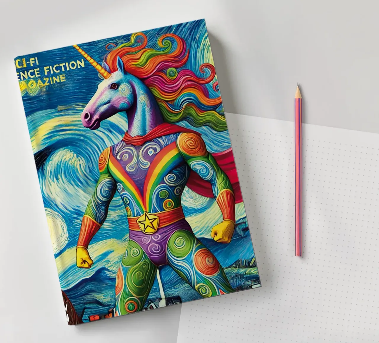RAINBOW UNICORN notebook by Vintage Van Gogh