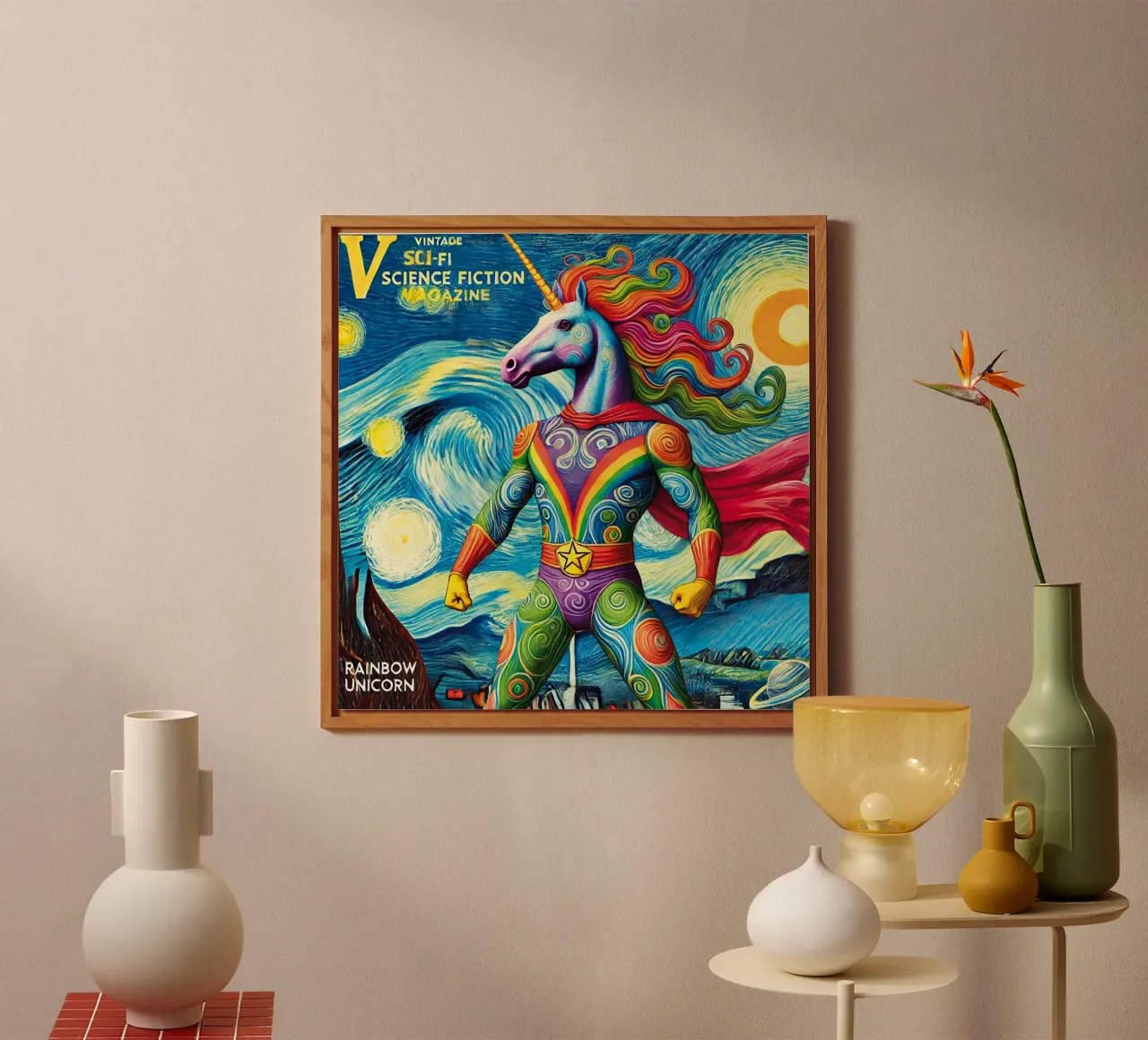 RAINBOW UNICORN alluminio dibond da Vintage Van Gogh