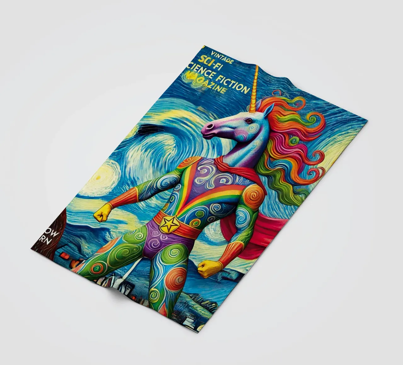 RAINBOW UNICORN coperta in pile da Vintage Van Gogh