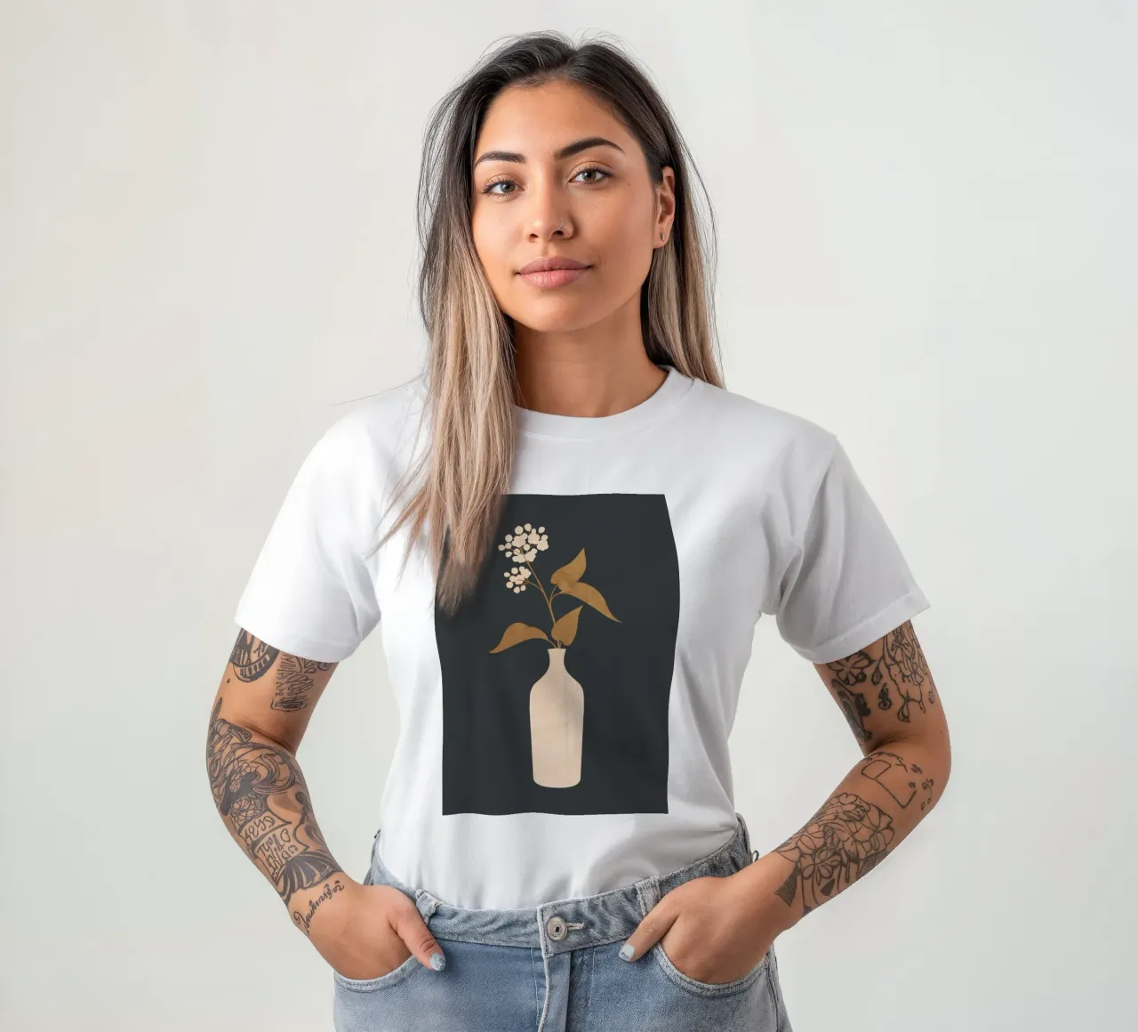 Minimal Abstract Art Vase Flower 4 t-shirt da ThingDesign