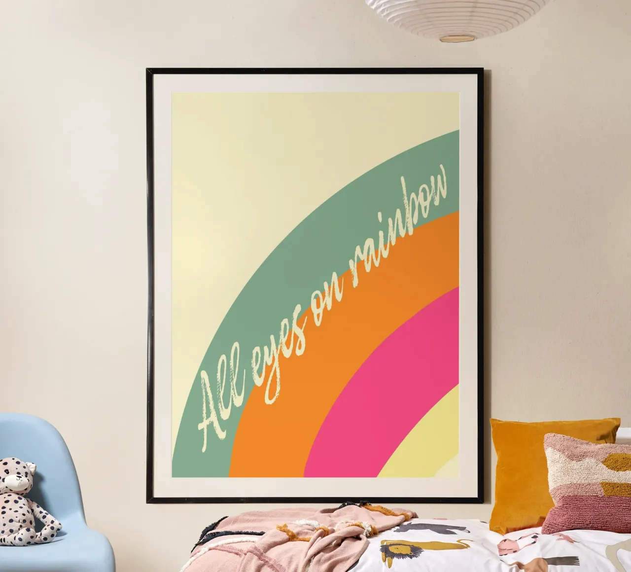 All eyes on rainbow - bunte Farben auf Regenbogen poster con telaio in legno da Schoenigkeiten