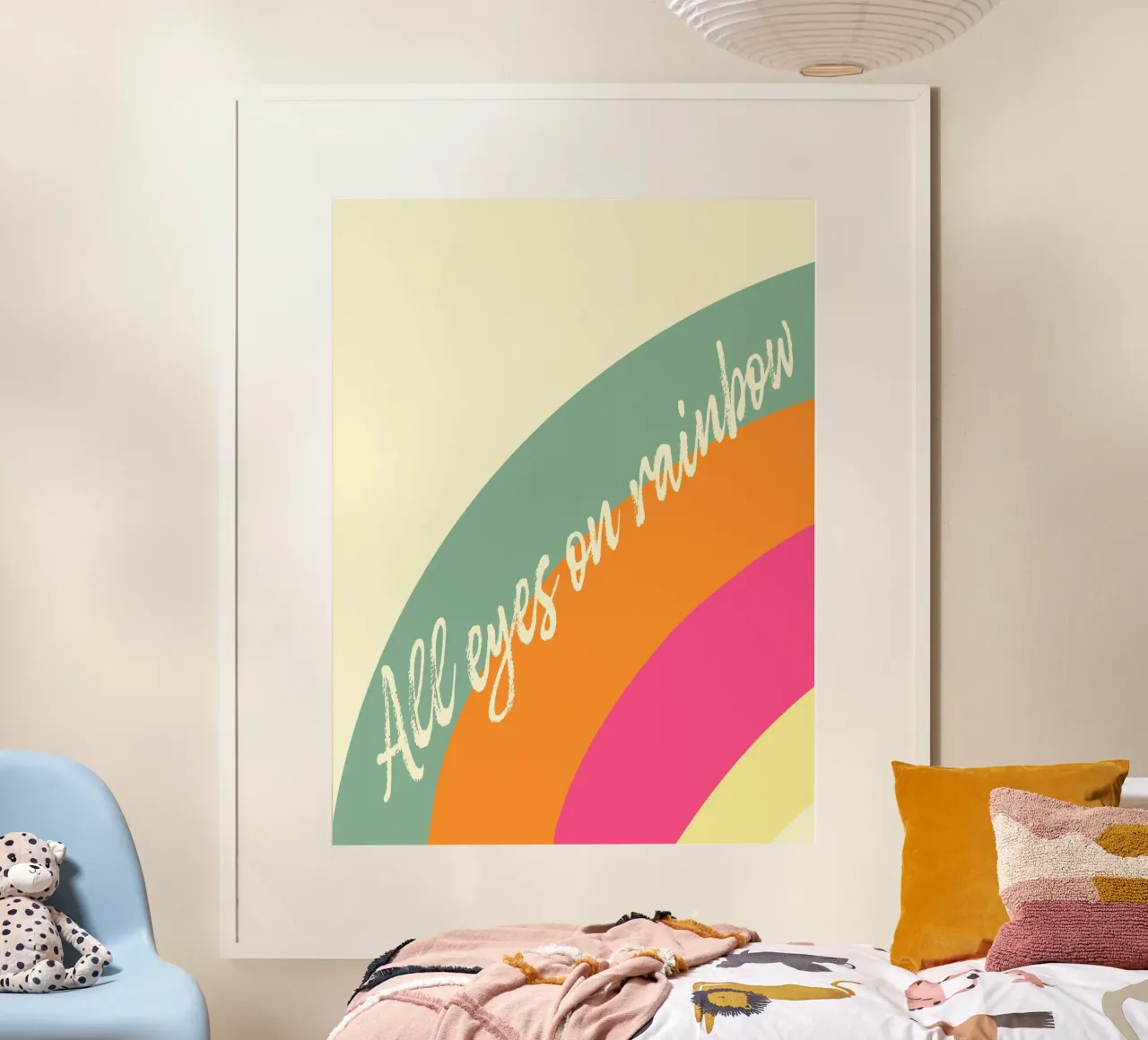 All eyes on rainbow - bunte Farben auf Regenbogen poster con telaio in legno da Schoenigkeiten