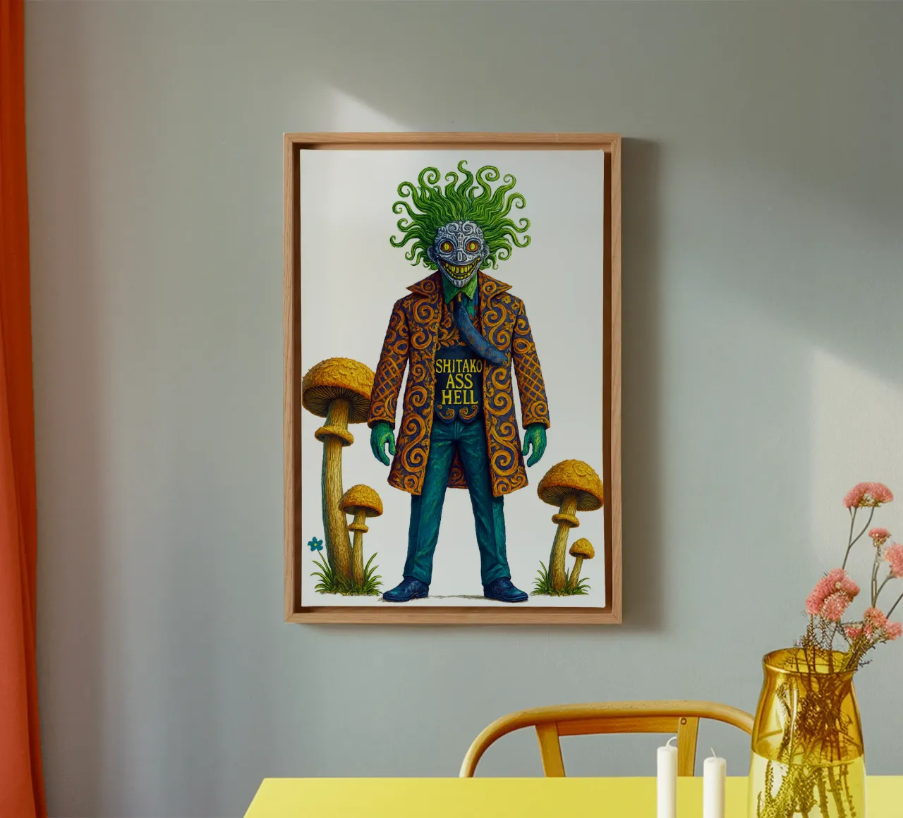 THE SHITAKO ASS HELL canvas met Baklijst van Vintage Van Gogh
