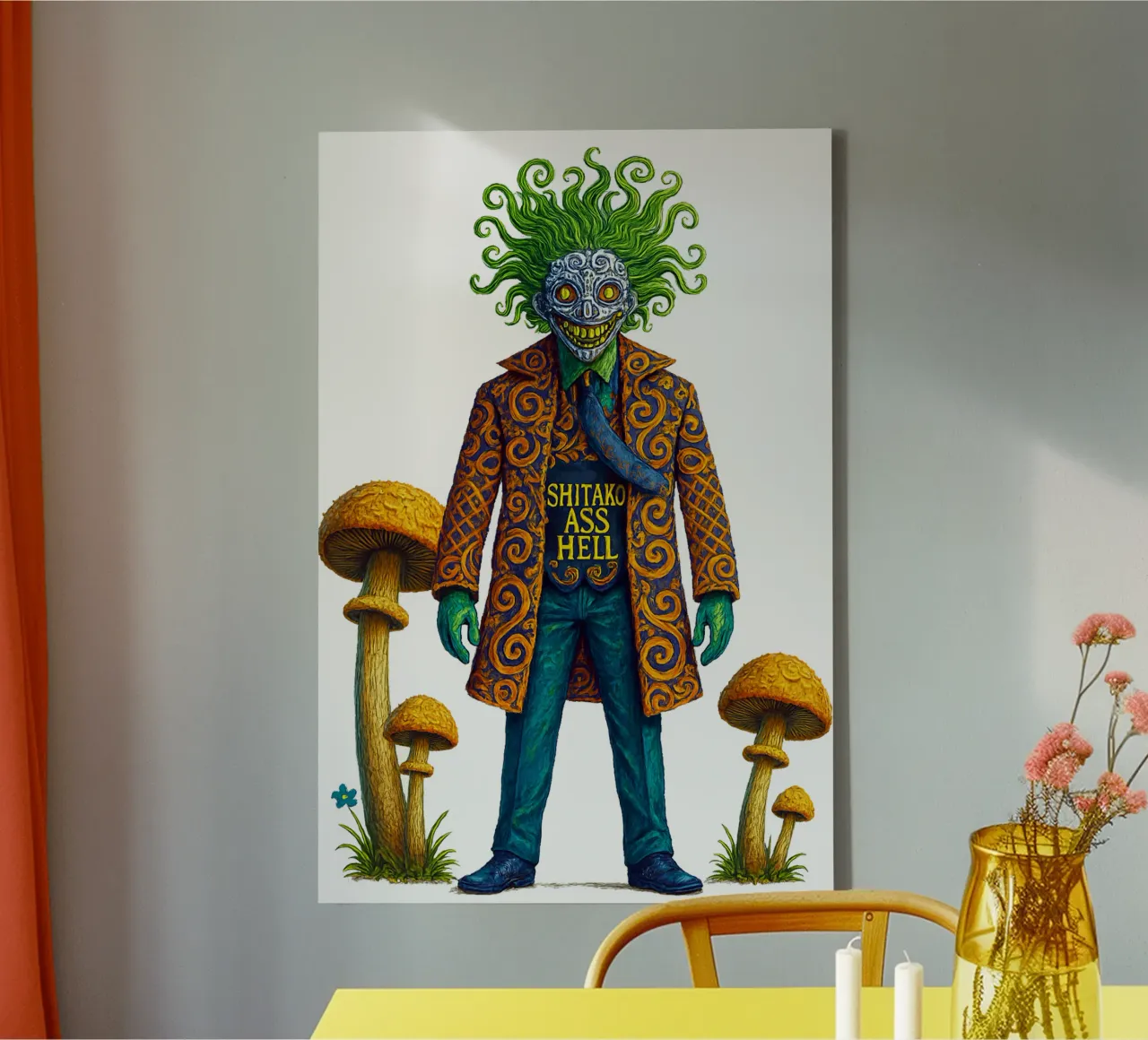 THE SHITAKO ASS HELL canvas met Baklijst van Vintage Van Gogh