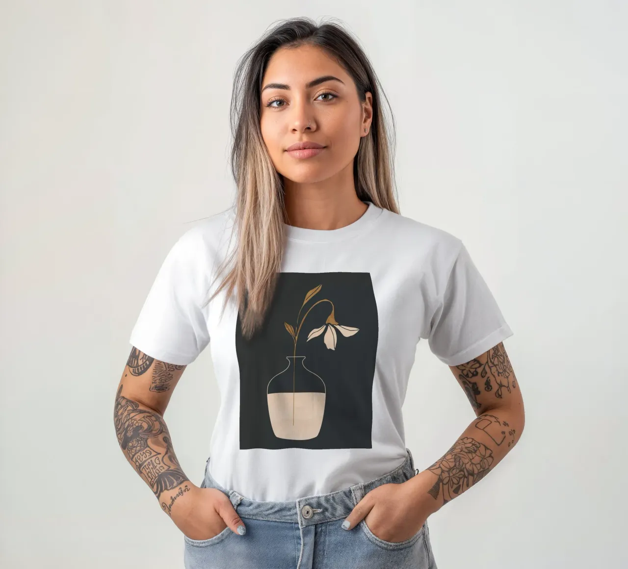 Art abstrait minimal Vase Fleur 3 t-shirt de ThingDesign