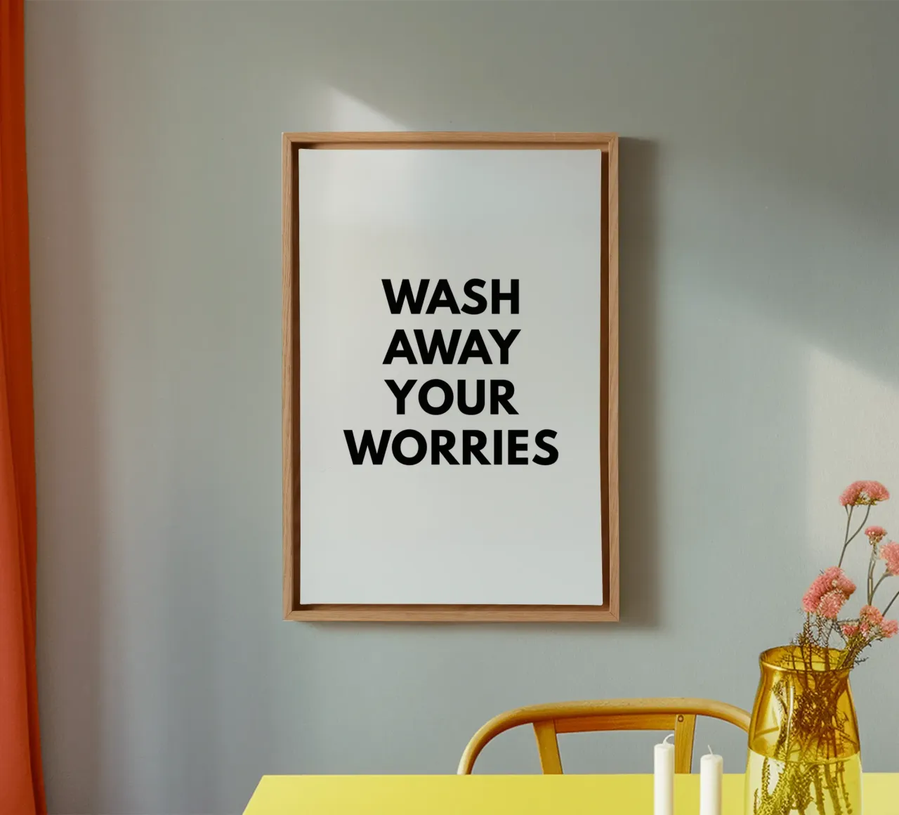 Lavare via le preoccupazioni tela con Cornice a cassetta da Typo Designs