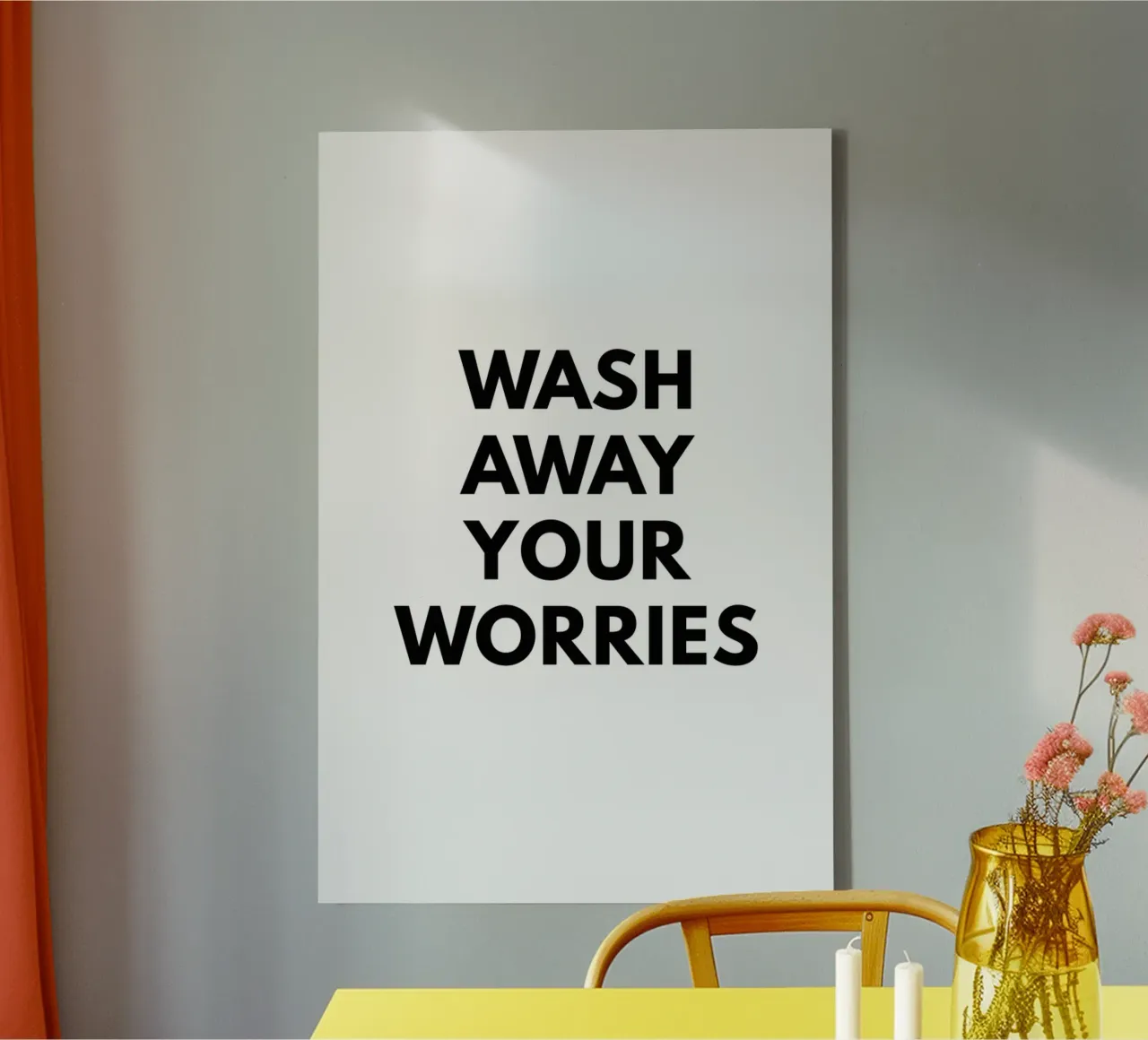 Lavare via le preoccupazioni tela con Cornice a cassetta da Typo Designs
