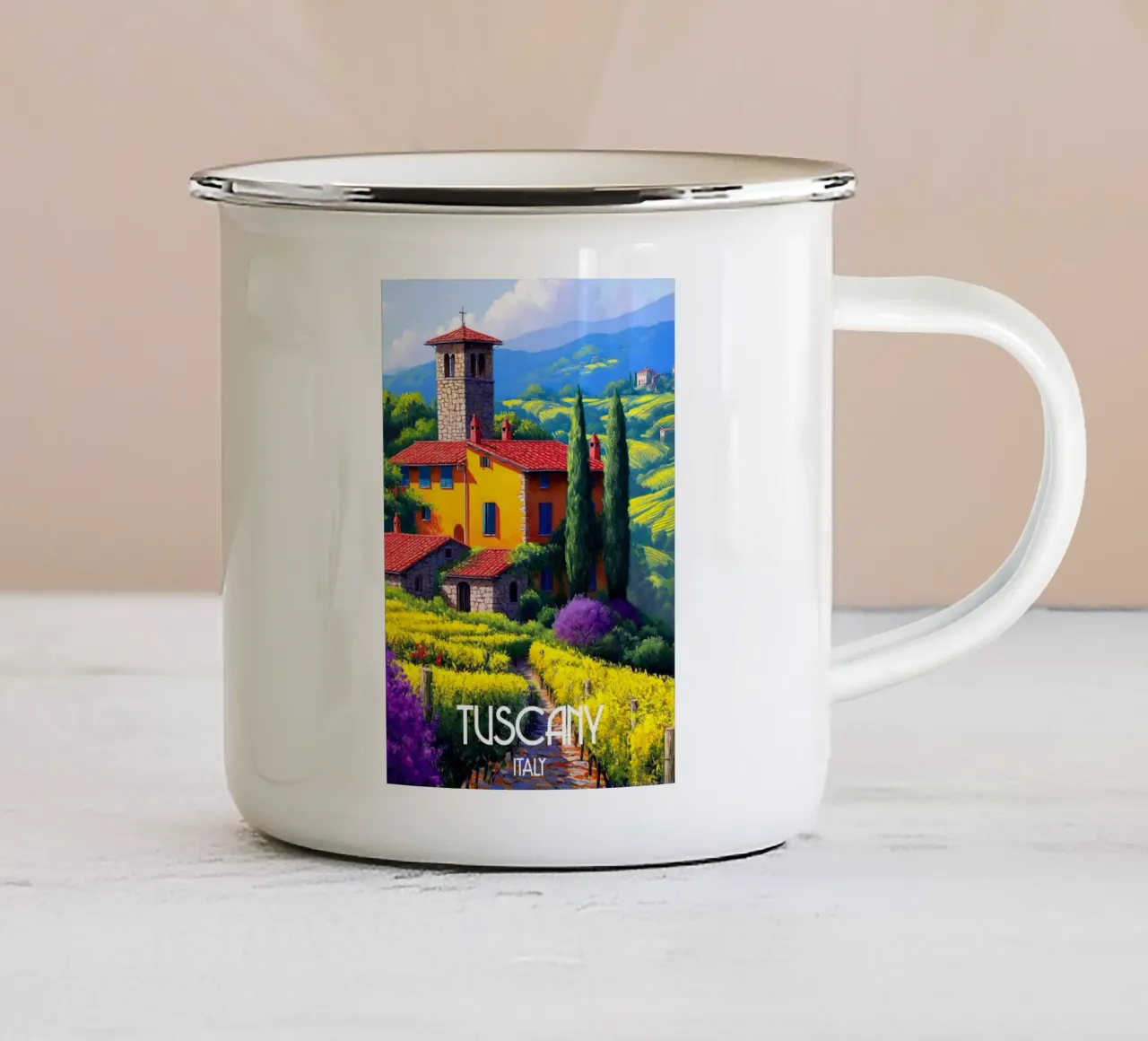 Visitare la Toscana tazza in smalto da Fleur de Lys