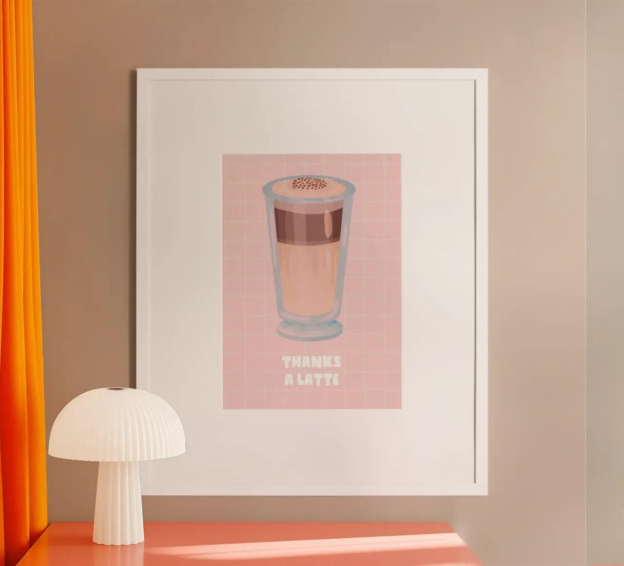 Thanks a Latte poster con telaio in legno da Attaboy Dsgn