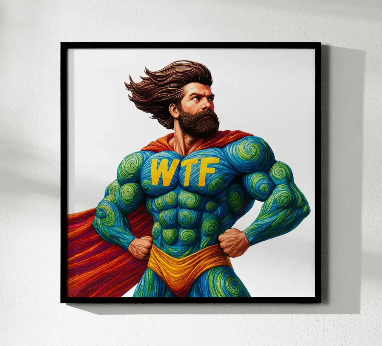 WTF MAN poster con telaio in plastica da Vintage Van Gogh