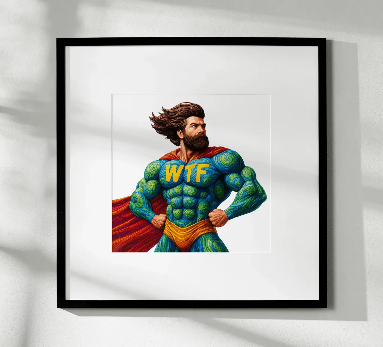 WTF MAN poster con telaio in plastica da Vintage Van Gogh
