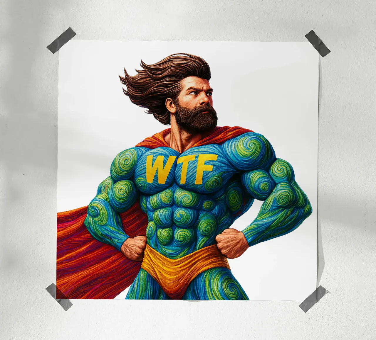 WTF MAN poster con telaio in plastica da Vintage Van Gogh
