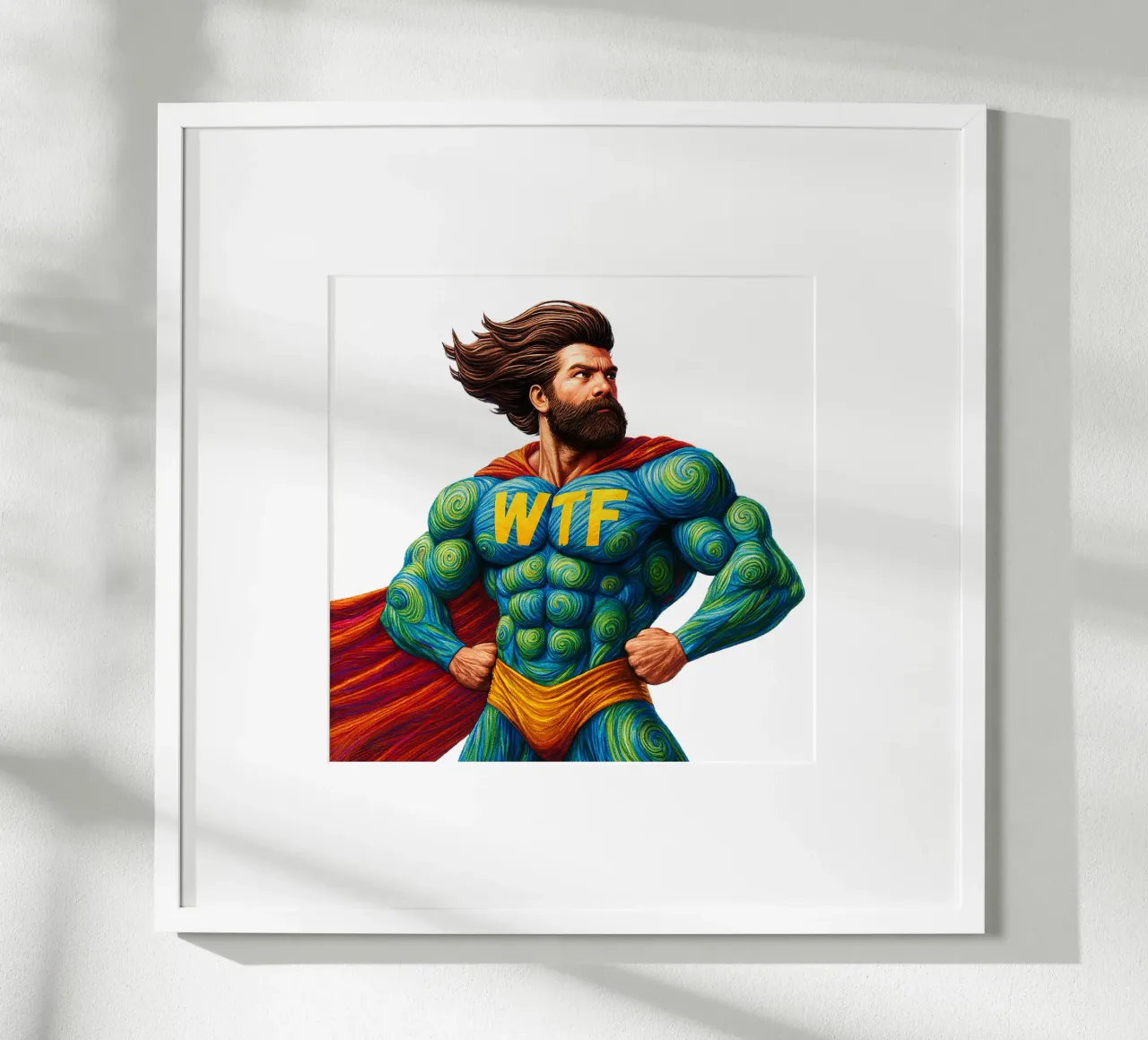 WTF MAN poster con telaio in plastica da Vintage Van Gogh
