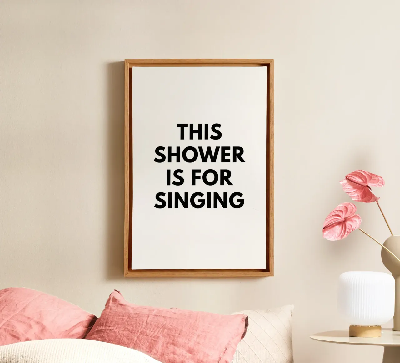 Questa doccia è per cantare tela con Cornice a cassetta da Typo Designs