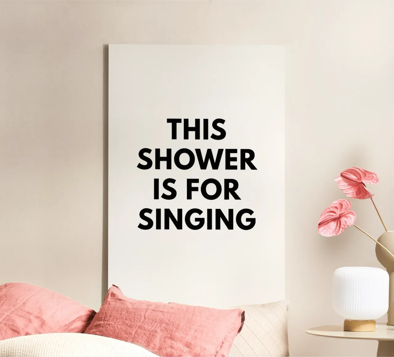 Questa doccia è per cantare tela con Cornice a cassetta da Typo Designs