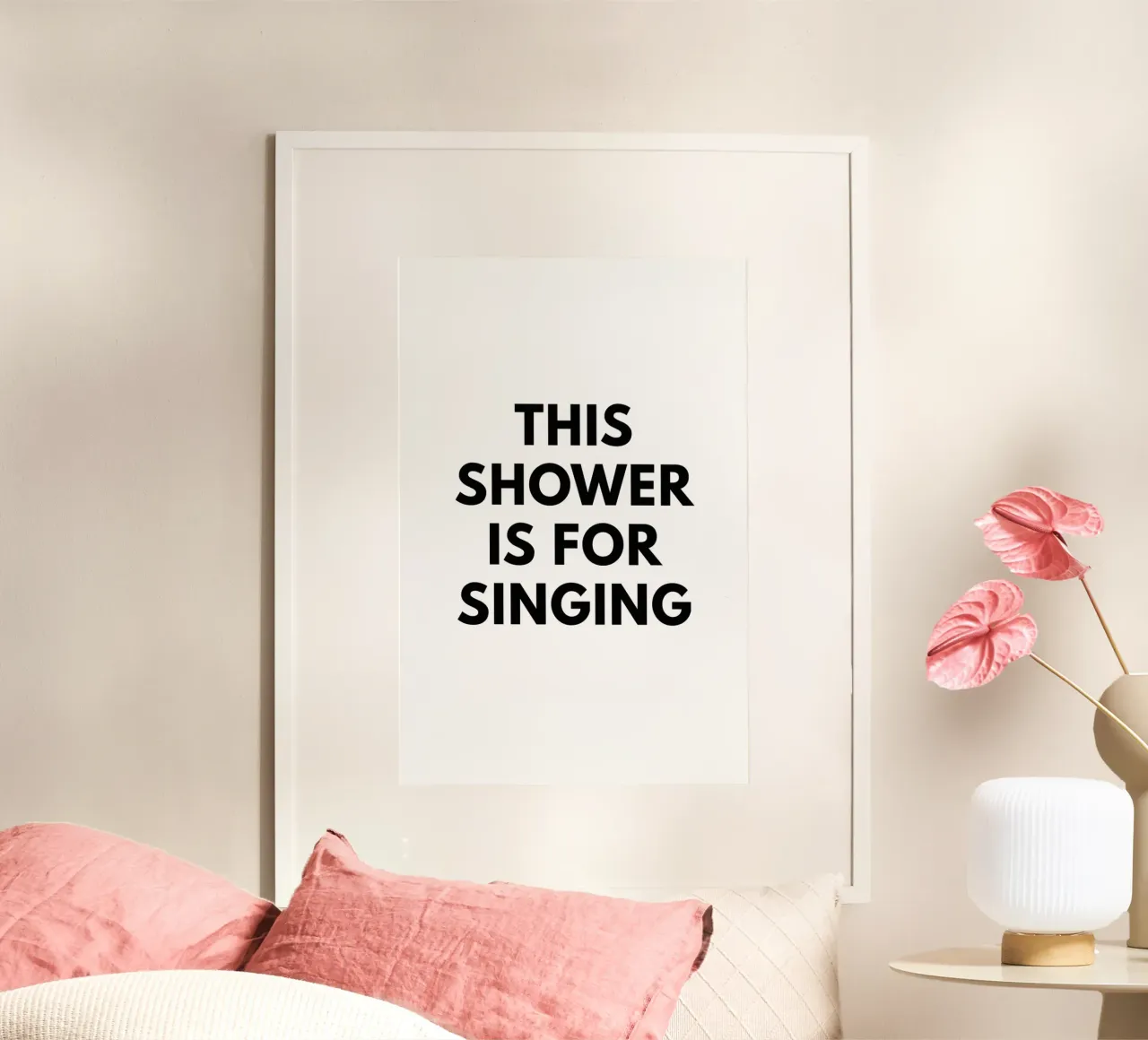 Questa doccia è per cantare poster con telaio in plastica da Typo Designs