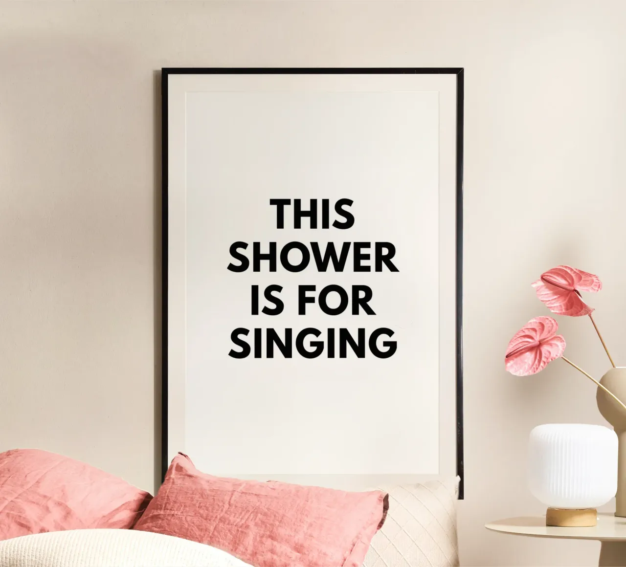 Questa doccia è per cantare poster con telaio in plastica da Typo Designs