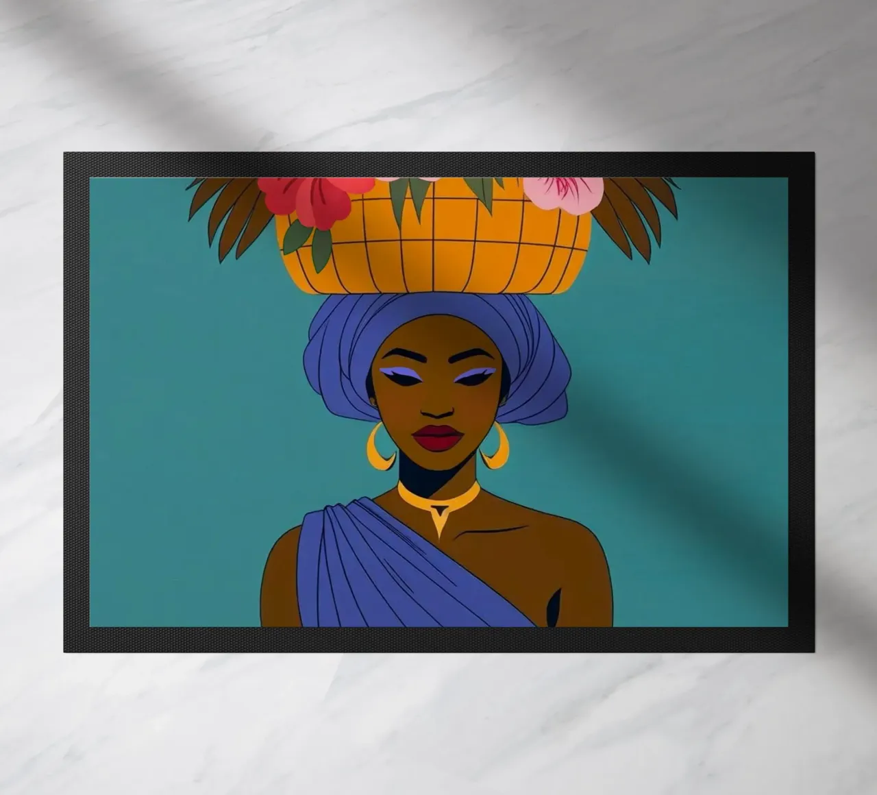 Ragazza africana in fiore zerbino da Taika Tori Art