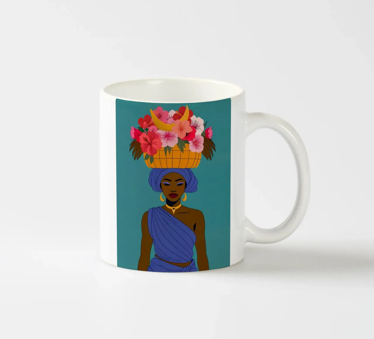 Ragazza africana in fiore tazza in ceramica da Taika Tori Art