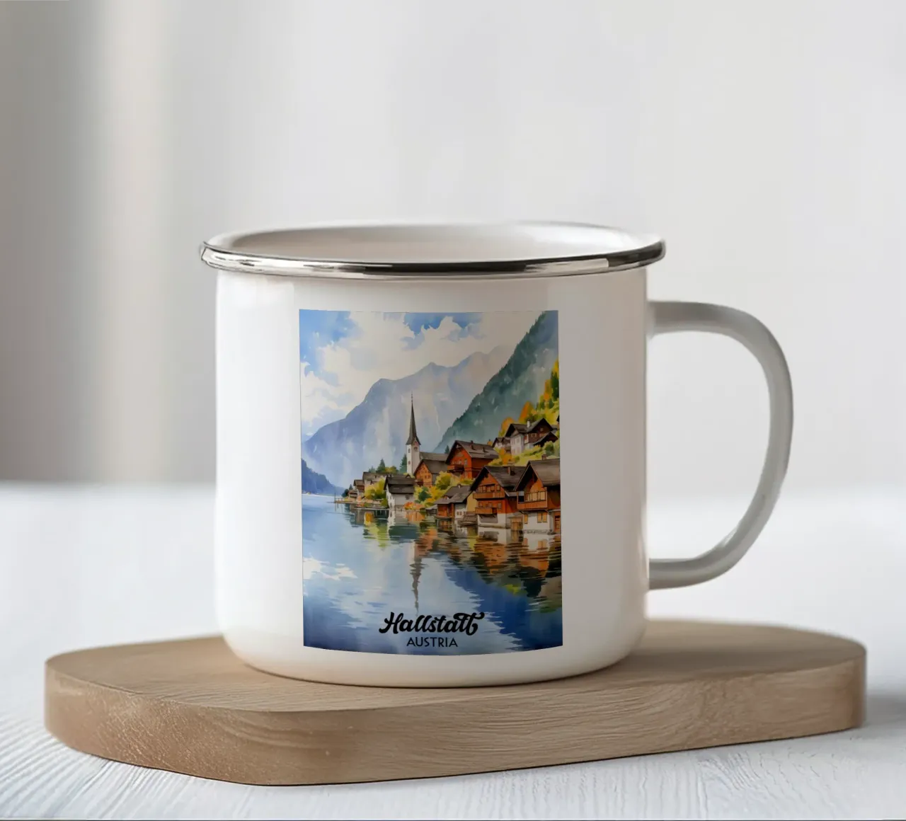 Hallstatt Austria tazza in smalto da Stellar Creative