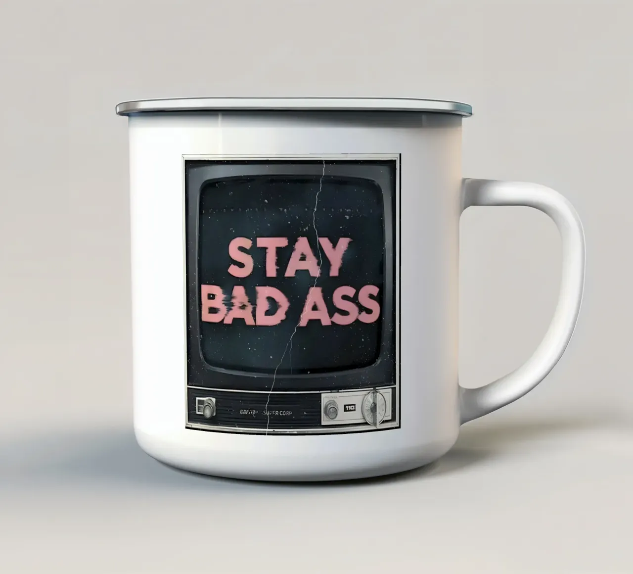 STAY BADASS tazza in smalto da Type & Tape